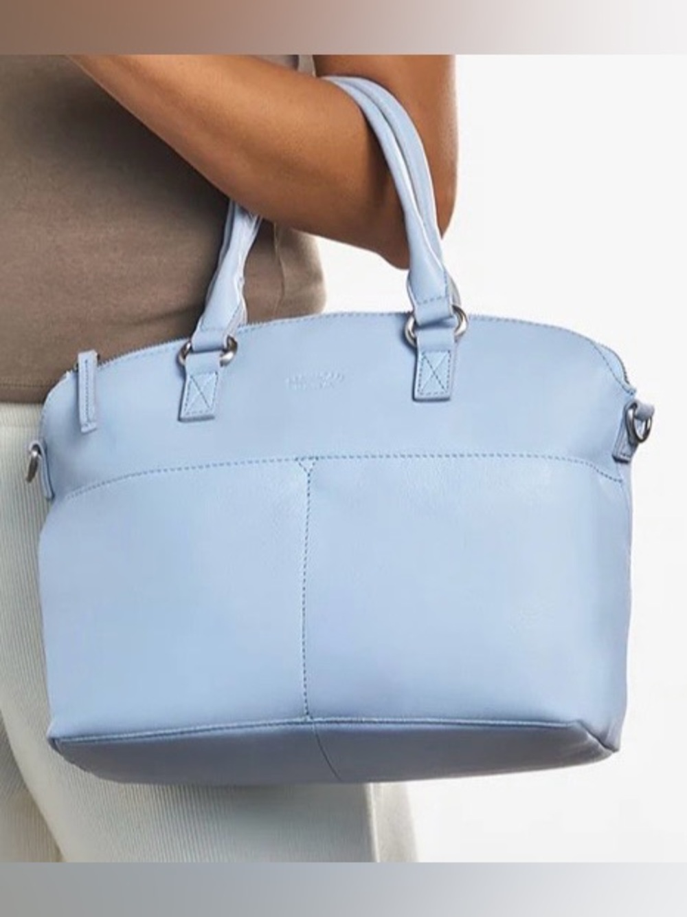 American Leather Brand Carrie Dome Satchel NWOT
Light gray blue. - Picture 14 of 16